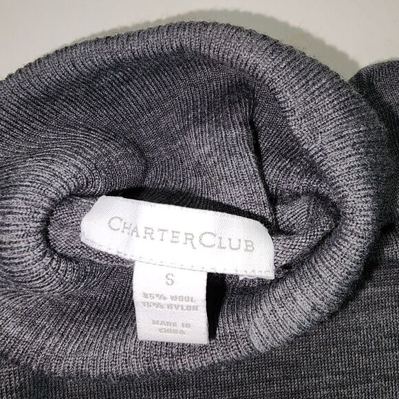 Charter Club Grey Wool Blend Turtleneck Sweater Size S - Picture 3 of 5